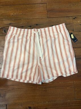 Original Use Striped Shorts in White & Coral Stripe